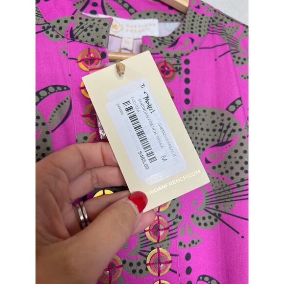NWT Sheridan French Tessa Jungle Cat Cotton Side Pockets Maxi Dress Fuchsia Sz M - Picture 6 of 9